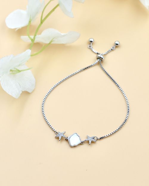 Adjustable Bracelet with Star-Motif and CZ Stones