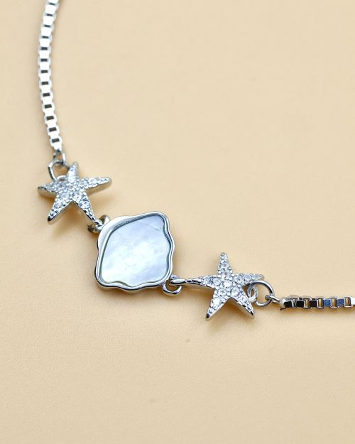 Adjustable Bracelet with Star-Motif and CZ Stones