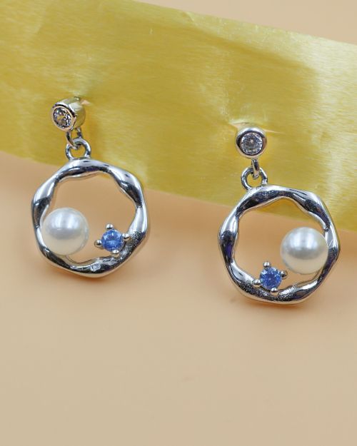 Pearl and light blue cz Tops