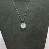 Silver Chain with Round MOP Pendant