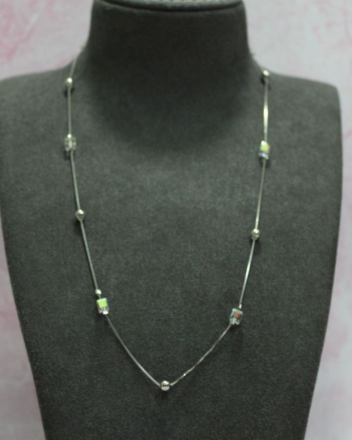 Chain with Square Rainbow Stone – Sleek, Trendy